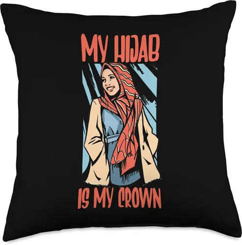 My Hijab Is My Crown Islamic Muslim Women Gift My Hijab is My Crown | Religión Islámica | Almohada de mujer musulmana, 18 x 18 pulgadas, multicolor
