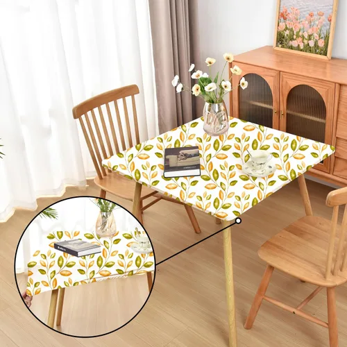 Miniatura 68 de Mantel ajustado blanco con elástico para mesas plegables de 48x48 pulgadas, manteles lavables y elásticos de elastano para mesas de cartas, manteles