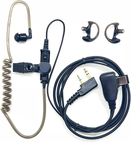 Auricular con tubo acústico oculto con micrófono para radio Baofeng UV-5R de dos vías, auricular de vigilancia y PTT compatible con walkie talkies