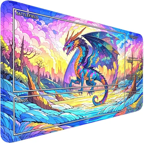 Miniatura 9 de Tapete de juego para MTG, bordes cosidos, TCG, 24 x 14 pulgadas, antideslizante, Dragon MTG, superficie lisa, base de goma, alfombrilla de mouse