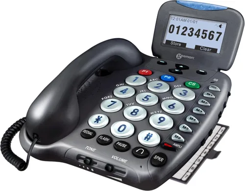 Miniatura 4 de Geemarc Ampli550 - Teléfono fijo de botón grande - Teléfono con cable ultra fuerte - Identificador de llamadas parlante, teclas parlantes - Pantalla