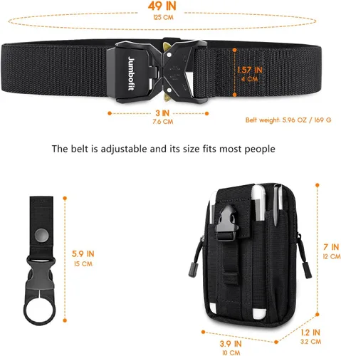 Miniatura 3 de Cinturón táctico para hombres y mujeres, cinturón de trabajo militar de nailon con hebilla de liberación rápida, regalo con bolsa Molle y clip