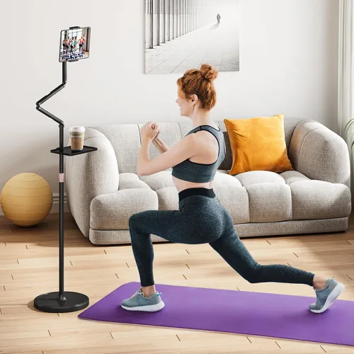 Miniatura 6 de Houele Soporte de Piso para Tableta con Bandeja Extraíble, Soporte de Piso para iPad para Cama, Soporte de Tableta de Altura Ajustable Porta iPad