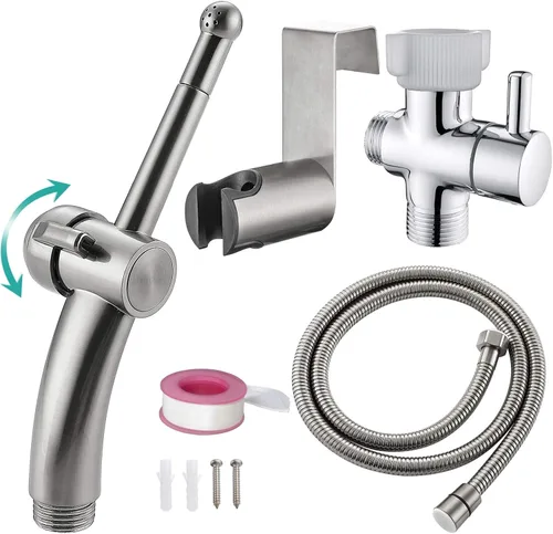 BARROCK Juego de rociadores de bidé de mano para inodoro, accesorio portátil para asiento de bidé de baño, kit de shattaf para colgar o montar en