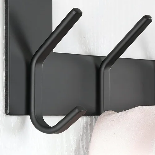 Miniatura 5 de SKOLOO Gancho para Puerta – para puertas de hasta 1-3/4 pulgadas de grosor, Negro, No Requiere Montaje, Acero Inoxidable, Perchero de Puerta