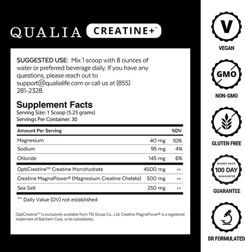 Miniatura 2 de Qualia Creatina Complejo avanzado de creatina 2 fuentes + magnesio Absorción optimizada Rendimiento muscular, función cerebral