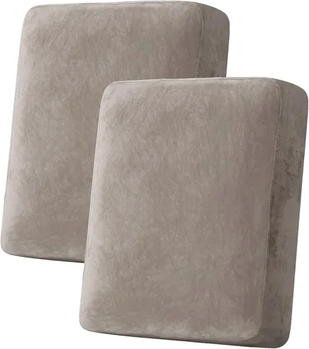 Miniatura 40 de H.VERSAILTEX - Funda de terciopelo elástica y afelpada para protección de cojines de sofá biplaza, silla o sofá, 2 piezas, tamaño grande, color gris