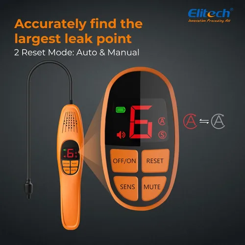 Miniatura 4 de Elitech Detector de fugas de refrigerante, detector de fugas de freón, freón Sniffer Detector de fugas de gas halógeno automotriz para R134A R410A