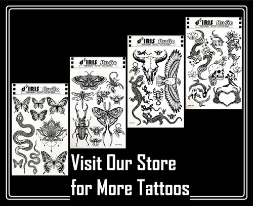 Miniatura 3 de Tatuajes temporales para mujeres adultas – 2 hojas – Black Big Ying y Yang Koi Fish Kanji Love Skeleton Heart Hand Skull Lotus Sleeve Adultos Tattoo