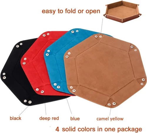 Miniatura 6 de SHYVIA - Bandeja de dados para juegos de mesa RPG DND, bandeja de metal para rodar, caja de almacenamiento de dados, tamaño más grande, plegable