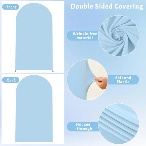 Miniatura 7 de Cubierta de Fondo de Arco Azul Bebé, Cubierta de Arco de Spandex de 1.83 m Ajustada para Arco de Boda Chiara, Cubierta de Fondo de Arco Redonda