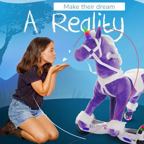 Miniatura 5 de Power Pony Unicornio de paseo para niños de 4 a 8 años, juguetes de paseo de unicornio para niñas, juguete de equitación de unicornio que trae