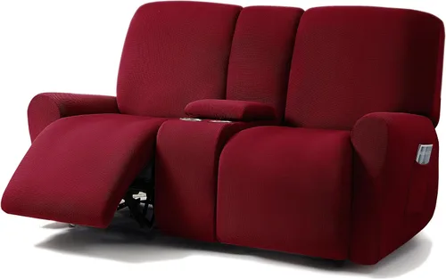 Miniatura 12 de ULTICOR - Juego de 8 fundas para sofá reclinable de jacquard, fundas elásticas para sofá reclinable para 3 cojines, fundas gruesas, suaves y Gris