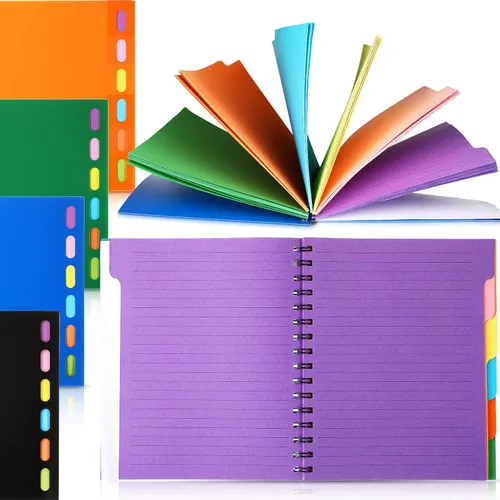 Miniatura 8 de Fainne 4 Pcs Cuaderno Espiral A5 de 6 Materias Rayado Universitario con Pestañas Divisorias, 6.75 x 8.25 Pulgadas, 240 Páginas Cuaderno Diario