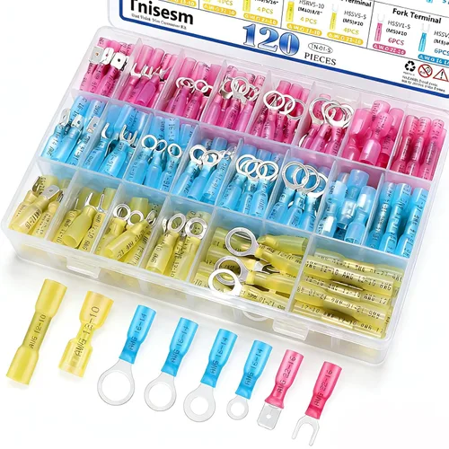 Miniatura 15 de Tnisesm Kit surtido de conectores de crimpado de alambre aislado con anillo, pala, tope, desconexión rápida, terminales de cable automotriz de 280