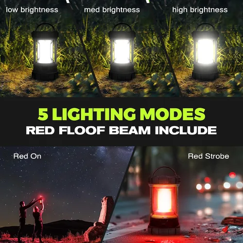 Miniatura 2 de elesall Linterna de campamento, linterna LED recargable de 3000 lúmenes, 5 modos de luz, linterna impermeable COB, luz de campamento para cortes