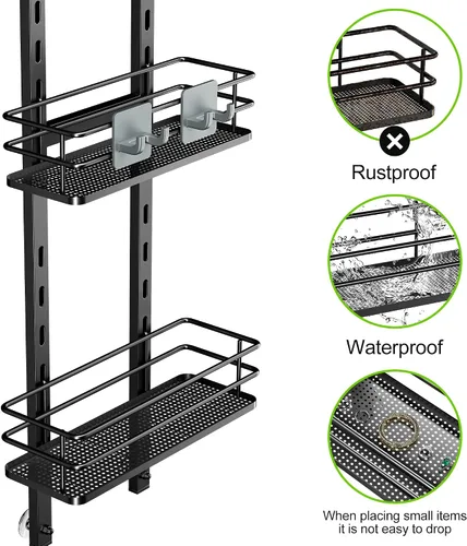 Miniatura 3 de Orimade Organizador ajustable para colgar sobre la puerta de la ducha con ganchos, estante organizador de baño, estante de almacenamiento, cesta