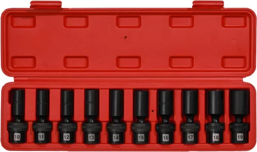 Miniatura 8 de Mayouko 10 piezas 3/8" de 10-19mm, juego de llaves vaso de impacto universal profundo, 6 puntos, métrico