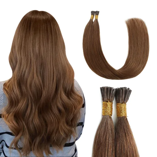 Miniatura 30 de Sunya Extensiones de cabello humano con punta en I Tip, 1.76 oz, 50 mechones por paquete, extensiones de cabello con queratina previamente unidas