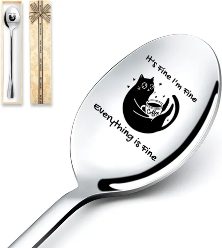 Cuchara de café para gatos, divertida cuchara de acero inoxidable 304, cucharas de postre para gatos amantes de los gatos, mujeres, novia, regalo de