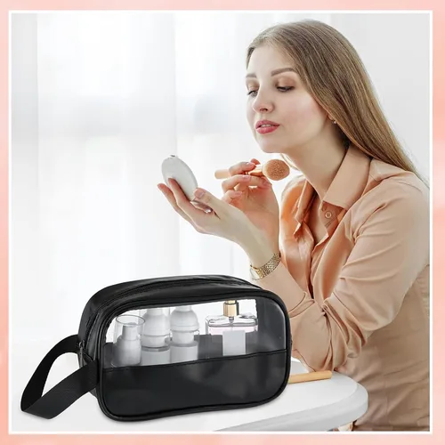 Miniatura 6 de Buryeah 12 bolsas de aseo a granel para mujeres y hombres, translúcidas, pequeñas, bolsa de maquillaje de viaje, portátil, impermeable, juego