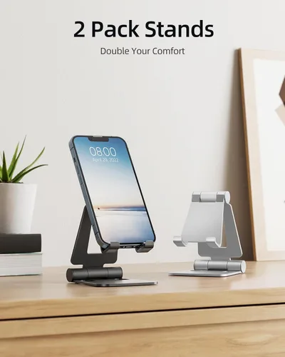 Miniatura 2 de Nulaxy 2 Pack Soporte Plegable Dual para Teléfono Celular, Soporte de Escritorio Completamente Ajustable Compatible con iPhone 17 16 15 14 13 12 11
