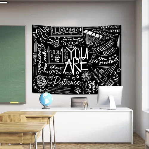 Miniatura 5 de Fungarth Quote You Are - Tapiz para niños positivos para el aula, tapices para colgar en la pared, inspirador, motivacional, blanco y negro, tapiz