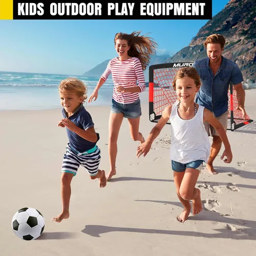 Miniatura 8 de Portería de fútbol, juego de porterías de fútbol para niños para patio trasero, paquete de 2 redes de fútbol portátiles desplegables con pelota