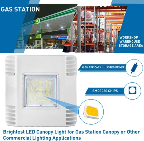 Miniatura 3 de OSTEK Luz LED para toldo, luz de estación de gas de grado comercial de 150 W, luz diurna de 5700 K, 21000 lm, montaje en superficie, lámpara