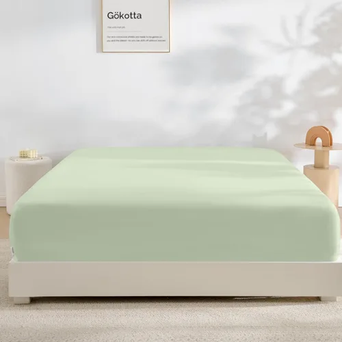Miniatura 19 de GOKOTTA Sábana bajera ajustable solo tamaño King, 100% rayón derivado de bambú, ultra suave, refrescante y transpirable, con 4 correas elásticas