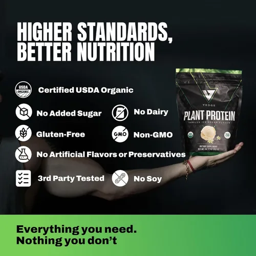 Miniatura 5 de VEDGE - Proteína vegana en polvo - Proteína en polvo a base de plantas con guisante, calabaza y girasol - Orgánica USDA, aminoácidos, libre
