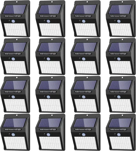 Miniatura 10 de 2 paquetes de luces solares para exteriores con sensor de movimiento - 3 modos/100 LED, luces solares de seguridad inalámbricas, resistentes al agua