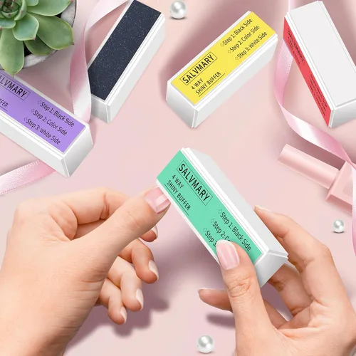 Miniatura 7 de Kit de bloque de brillo de uñas, todo en uno, 4 vías, brillante, pulidor de uñas, bloques suavizantes para uñas naturales, 4