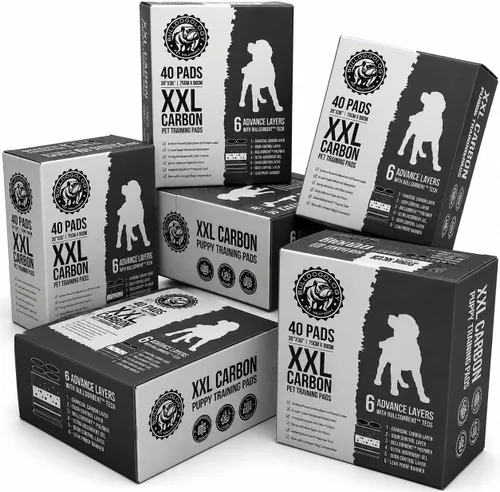 Miniatura 11 de Bulldoglogy Carbon Black XL Almohadillas para orina de perro para perros extra grandes con cinta adhesiva pegajosa - Almohadillas desechables