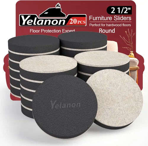 Miniatura 8 de Yelanon Deslizadores de muebles de fieltro, 8 piezas de 4 3/4 pulgadas deslizadores de muebles para alfombras, pisos de madera dura, deslizadores