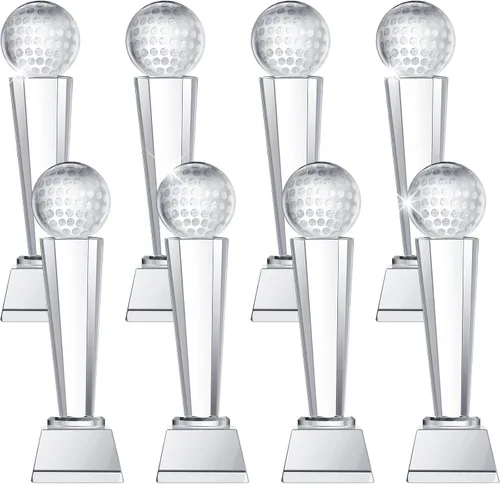Miniatura 10 de Meooeck Trofeo de cristal con caja de regalo de 9.1 x 2.8 pulgadas, pisapapapeles para escritorio, decoración de mesa grande para torneos