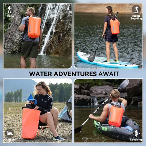 Miniatura 6 de MARCHWAY - Bolso seco flotante e impermeable 1.32/2.64/5.28/7.93/10.57 galones, parte superior enrollable, mantiene secos equipos de kayak rafting