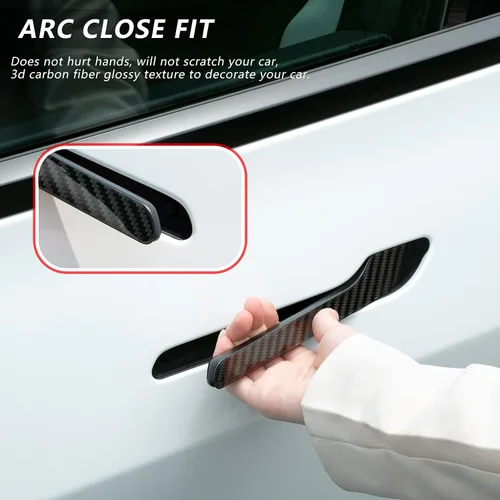 Miniatura 4 de T-carbon Funda para manija de puerta compatible con Tesla de fibra de carbono real, compatible con Tesla Modelo 3 Modelo Y 2017-2023, accesorios