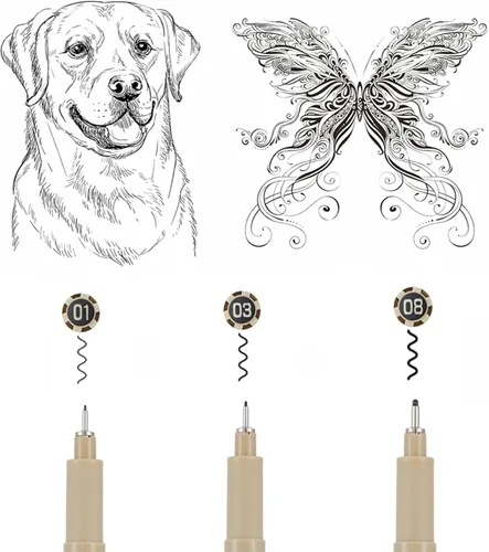 Miniatura 2 de GETHPEN Juego de marcadores micro punta fina – 3 tamaños de bolígrafos con tinta archivada para dibujo técnico, anime y bocetos – Artistas