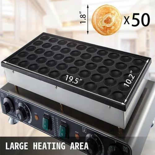 Miniatura 7 de Máquina para hacer panqueques holandesa de 50 agujeros, 1700 W, máquina eléctrica antiadherente para hacer panqueques, máquina para hacer panqueques