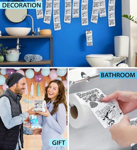 Miniatura 5 de Printed TP Beware of Shark Poop - Papel higiénico impreso para broma, sorpresa, decoración de baño, regalo novedoso para hombres, mujeres, amigos