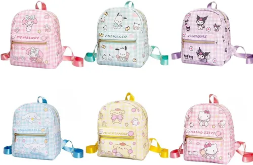 Miniatura 7 de Roffatide Anime Cinnamoroll Mochila Mini Cute Cartoon Daily Travel Bag All Over Impreso a cuadros Mochila de viaje senderismo mochila azul, LYB14001