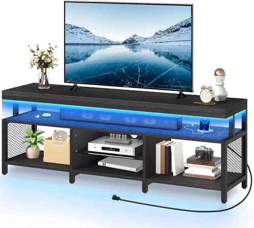 Miniatura 7 de YITAHOME Soportes de TV para sala de estar, soporte de TV para TV de 70/65 pulgadas, centro de entretenimiento con almacenamiento, soporte de TV LED