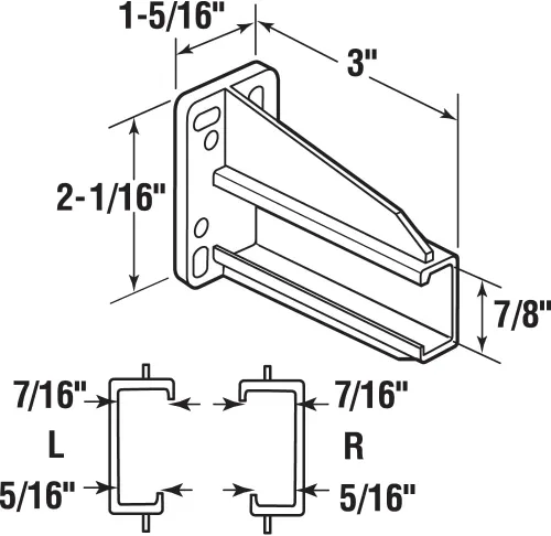 Miniatura 6 de Prime-Line R 7227, placa trasera de riel de cajón, 5/16 pulgadas 7/8 pulgadas, plástico, blanco, 1 par (1 izq, 1 der)