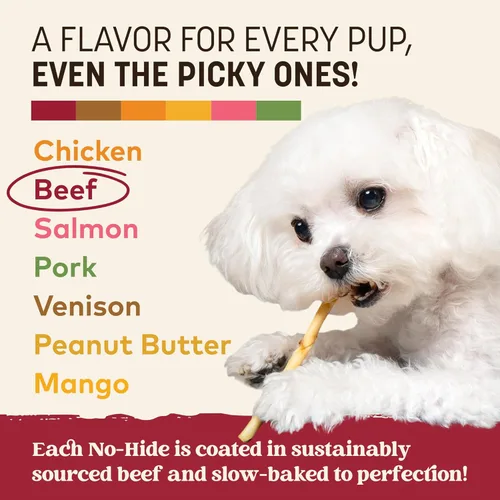 Miniatura 6 de Earth Animal No Hide Stix - Palitos masticables de larga duración sin piel para perros pequeños, libres de cuero, sabor a carne de res - 30