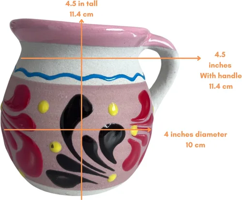 Miniatura 3 de JARRITOS taza mexicana arcilla, taza de arcilla mexicana, taza MEXICANA pintada a mano hecha a mano cerámica mexicana tazas de café (4Mixcolorspack)