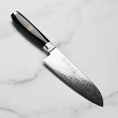 Miniatura 5 de Enso SG2 Santoku Cuchillo - Fabricado en Japón - 101 capas de acero inoxidable Damasco, 6.5 pulgadas