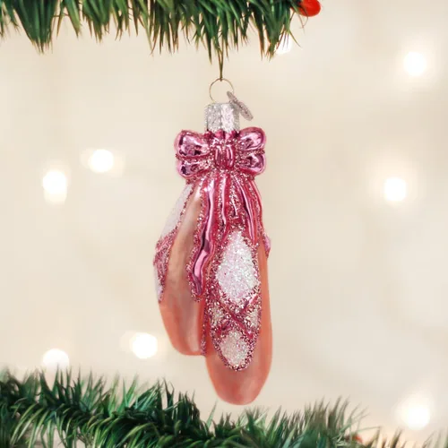 Miniatura 2 de Old World Christmas Zapatos de baile con punta de ballet, adorno soplado de vidrio para árbol de Navidad, decoración navideña artesanal, colección