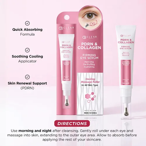 Miniatura 8 de Clear Beauty Suero para ojos con ADN de salmón PDRN y colágeno, dermatológicamente probado, antienvejecimiento, cuidado de la piel coreano, rodillo