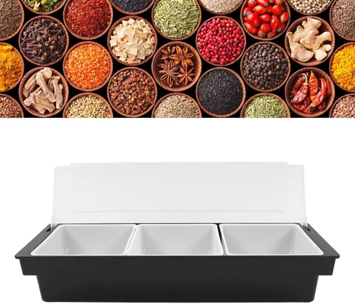 Miniatura 7 de Caja de condimentos de cocina, ollas de cocina, tapa de plástico, múltiples compartimentos, contenedor de frutas, contenedor de almacenamiento